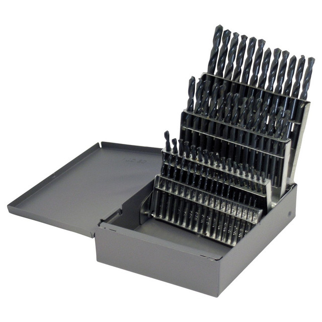 Cle-Line C21947 Drill Bit Set: Screw Machine Length Drill Bits, 60 Pc, 0.04" to 0.228" Drill Bit Size, 135 °, High Speed Steel