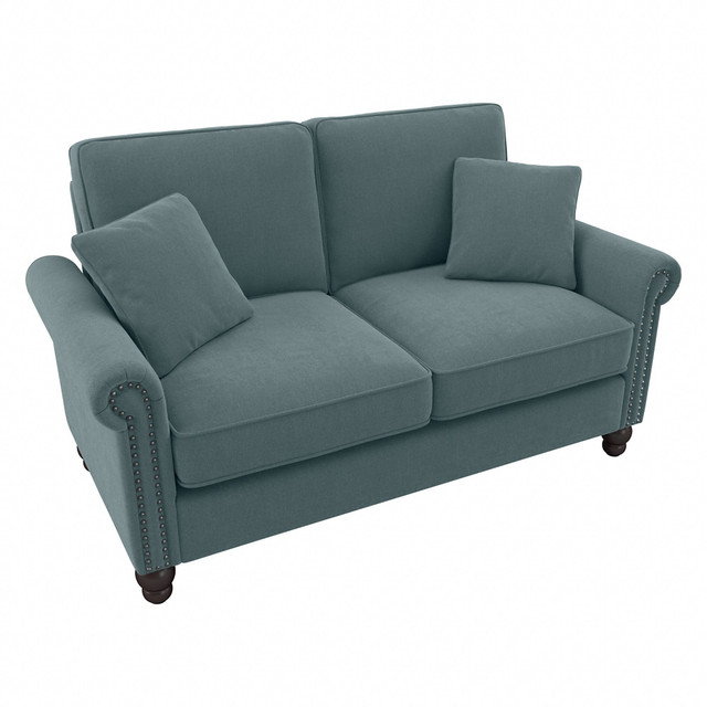 BUSH INDUSTRIES INC. CVJ61BTBH-03K Bush Furniture Coventry 61inW Loveseat, Turkish Blue Herringbone, Standard Delivery