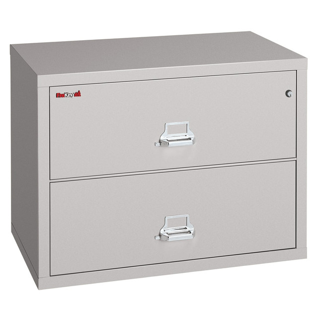 FIRE KING INTERNATIONAL, INC. 2-3122-CPLWG FireKing UL 1-Hour 31-1/8inW x 22-1/8inD Lateral 2-Drawer Fireproof File Cabinet, Platinum, White Glove Delivery