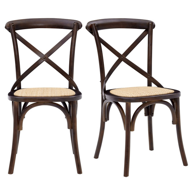 EURO STYLE, INC. Eurostyle 08198WAL  Neyo Side Chairs, Natural/Walnut, Set Of 2 Chairs