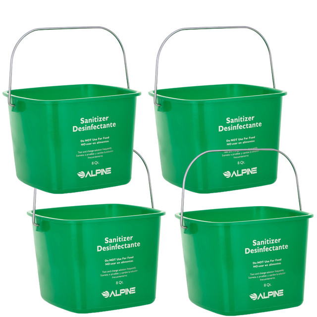 ADIR CORP. ALP486-8-GRN-4PK Alpine Cleaning Buckets, 8 Qt, Green, Pack Of 4 Buckets