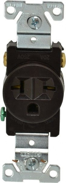 Cooper Wiring Devices 5461B Straight Blade Single Receptacle: NEMA 6-20R, 20 Amps, Self-Grounding