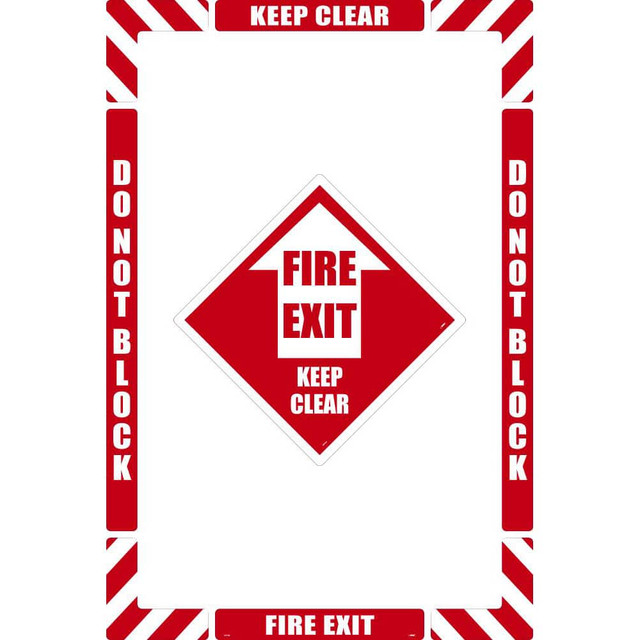 AccuformNMC Accident Prevention Adhesive Backed Floor Sign: Rectangle, ''Fire Exit Keep Clear'' WFK08