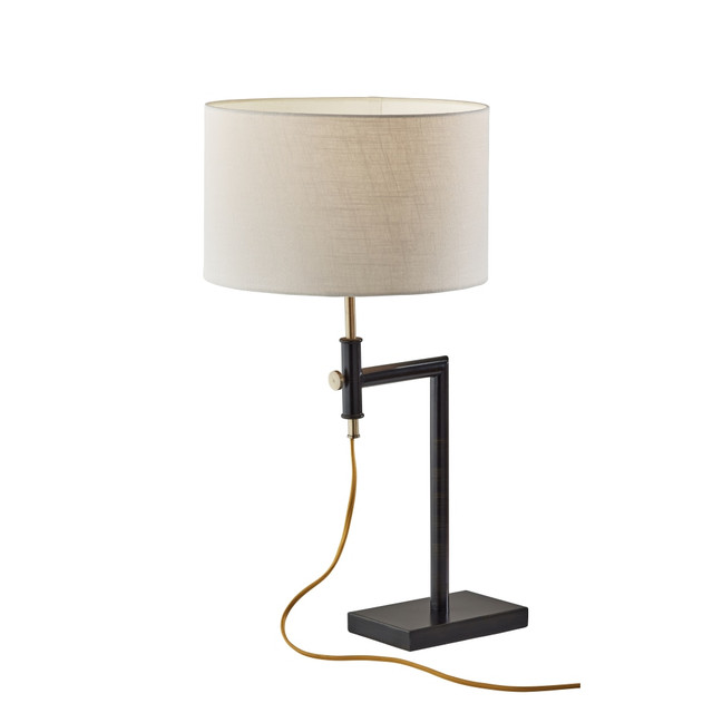 ADESSO INC 1617-26 Adesso Winthrop Adjustable Table Lamp, 28inH, Cream Shade/Antique Bronze Base