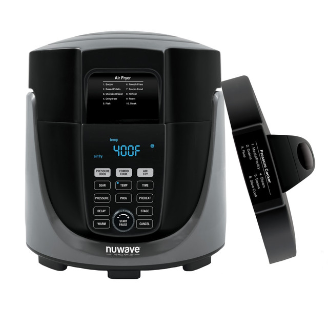 NUWAVE LLC NuWave 33801  33901 Duet Pressure Cooker/Air Fryer, 11-3/4inH x 12-3/4inW x 22inD, Black