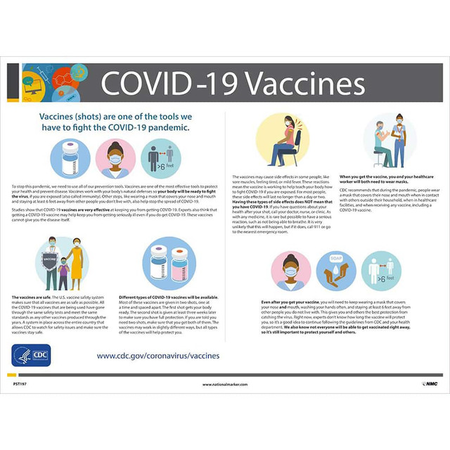 AccuformNMC Training & Safety Awareness Posters; Subject: General Safety & Accident Prevention; Training Program Title: Protect from COVID-19; COVID-19 Vaccination Awareness PST197