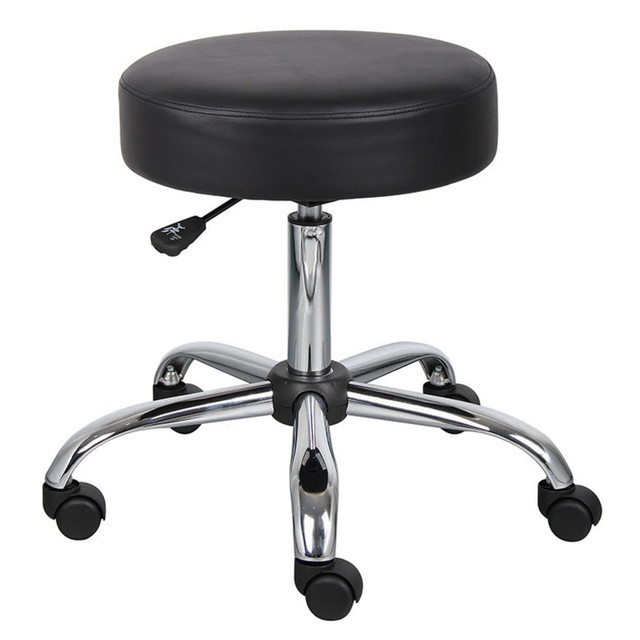 NORSTAR OFFICE PRODUCTS INC. B240-BK Boss Office Products Medical Stool With Antimicrobial Vinyl, Black/Chrome NORSTAR OFFICE PRODUCTS INC. B240-BK Boss Office Products Medical Stool With Antimicrobial Vinyl, Black/Chrome