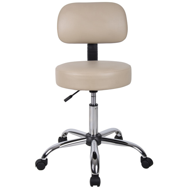 NORSTAR OFFICE PRODUCTS INC. B245-BG Boss Office Products Antimicrobial Medical Stool With Back, Beige/Chrome NORSTAR OFFICE PRODUCTS INC. B245-BG Boss Office Products Antimicrobial Medical Stool With Back, Beige/Chrome
