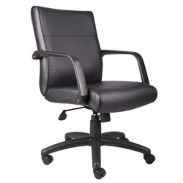 NORSTAR OFFICE PRODUCTS INC. B686 Boss Office Products Ergonomic Bonded Leather Executive Mid-Back Chair, Black NORSTAR OFFICE PRODUCTS INC. B686 Boss Office Products Ergonomic Bonded Leather Executive Mid-Back Chair, Black