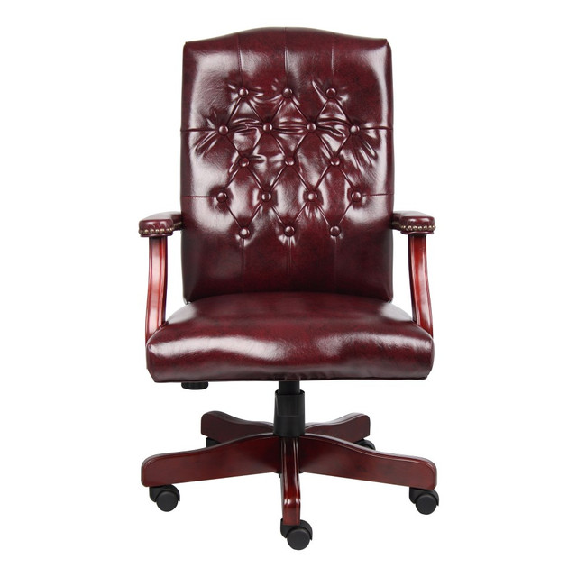 NORSTAR OFFICE PRODUCTS INC. Boss Office Products B905-BY  Traditional Ergonomic High-Back Executive Chair, 47inH, Burgundy/Mahogany