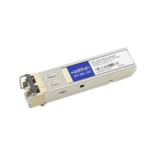 ADD-ON COMPUTER PERIPHERALS, INC. AddOn SFP-1GB-CW-41-80-AO  - SFP (mini-GBIC) transceiver module - GigE - 1000Base-CWDM - LC single-mode - up to 49.7 miles - 1410 nm - TAA Compliant