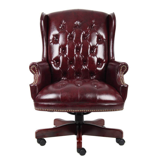 NORSTAR OFFICE PRODUCTS INC. B800-BY Boss Office Products Traditional Ergonomic High-Back Chair, 44inH, Burgundy/Mahogany