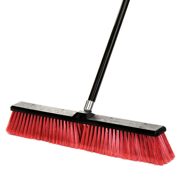 ADIR CORP. Alpine 460-24-2-3  24in Smooth-Surface Push Brooms, Red, Pack Of 3 Brooms