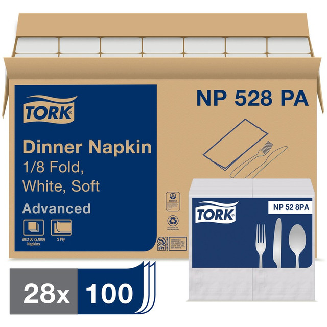 Essity Hygiene and Health AB TORK NP528PA TORK White Soft Dinner Napkin - 1/8 Fold Essity Hygiene and Health AB TORK NP528PA TORK White Soft Dinner Napkin - 1/8 Fold