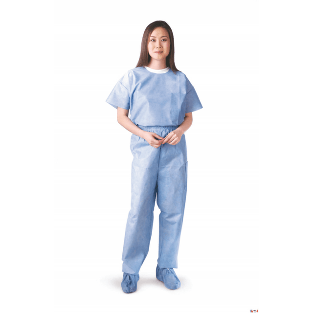 MEDLINE INDUSTRIES, INC. NON27213M Medline Disposable Elastic-Waist Scrub Pants, Medium, Blue, Case Of 30 MEDLINE INDUSTRIES, INC. NON27213M Medline Disposable Elastic-Waist Scrub Pants, Medium, Blue, Case Of 30