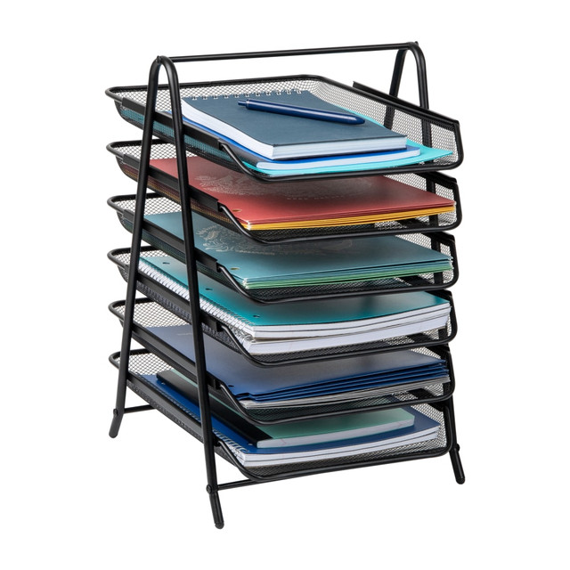 EMS MIND READER LLC 6TPAPER-BLK Mind Reader Network Collection 6-Tier Paper Tray, 18inH x 13-3/4inW x 11-3/4inD, Black