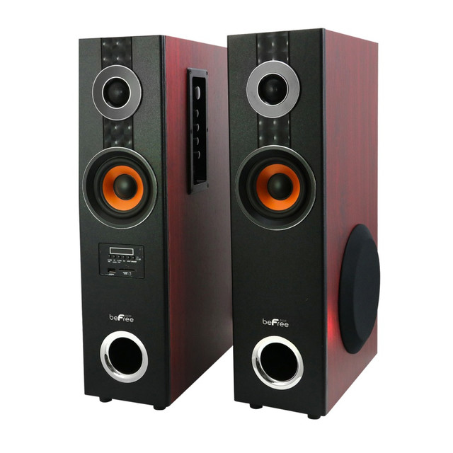 MEGAGOODS, INC. BeFree Sound 99595511M  2.1 Channel Bluetooth Dual Tower Speakers, Wood