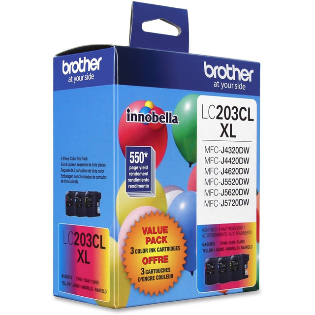 BROTHER INTL CORP LC2033PKS Brother LC203 Cyan; Magenta; Yellow High-Yield Ink Cartridges, Pack Of 3, LC2033PKS BROTHER INTL CORP LC2033PKS Brother LC203 Cyan; Magenta; Yellow High-Yield Ink Cartridges, Pack Of 3, LC2033PKS
