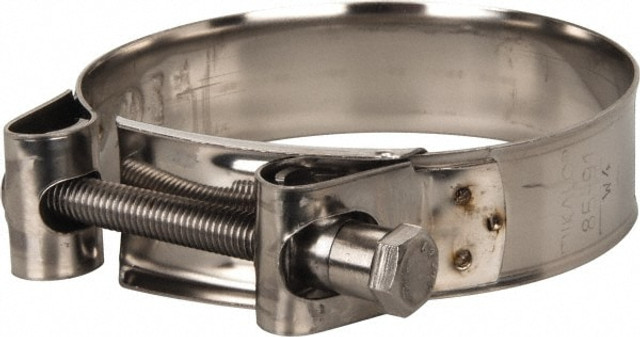 Mikalor 301321-9 T-Bolt Hose Clamp: 3.35 to 3.58" Hose, 63/64" Wide, Stainless Steel