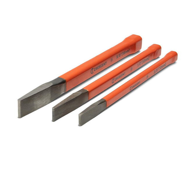 Crescent CCOCHS3 Chisel Sets; Set Type: Cold Chisel Set ; Body Material: Steel ; Handle Material: Alloy Steel ; Container Type: Carded ; Includes: 1/2", 3/4", 1" ; Number Of Pieces: 3.000