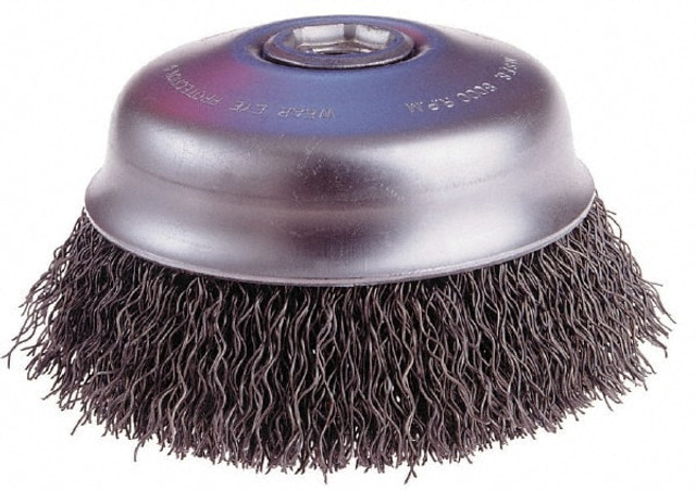 Osborn 0003204000 Cup Brush: 3-1/2" Dia, 0.006" Wire Dia, Steel, Crimped