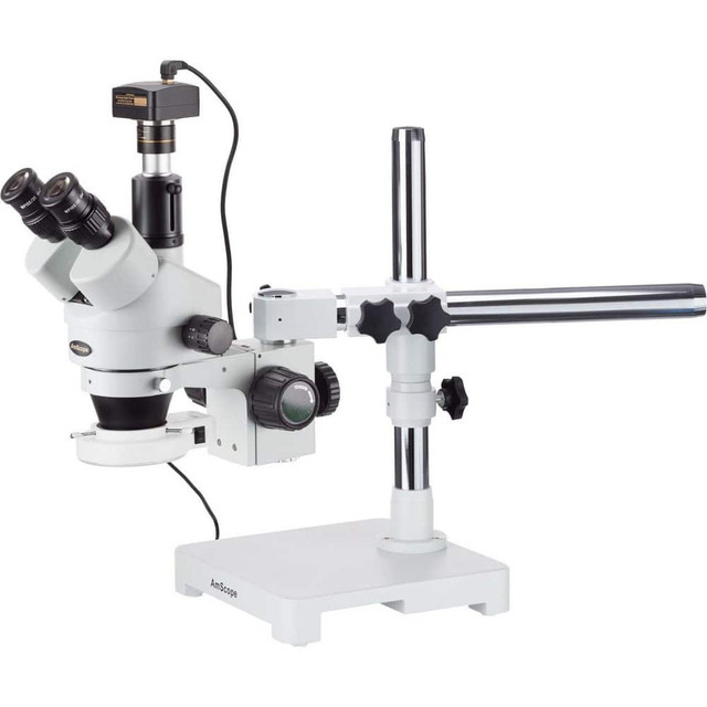 AmScope SM-3TZ-54S-3M Microscopes; Microscope Type: Stereo ; Eyepiece Type: Trinocular ; Arm Type: Boom Stand; Single Arm ; Image Direction: Upright ; Eyepiece Magnification: 10x