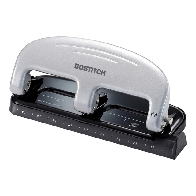 AMAX INCORPORATED 2220 Bostitch EZ Squeeze Three-Hole Punch, 20 Sheet Capacity, Black/Silver