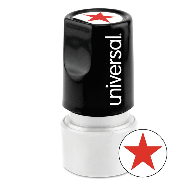 UNIVERSAL OFFICE PRODUCTS 10081 Universal Round Pre-Inked Message Stamp, Star, 3/4in Impression, Red