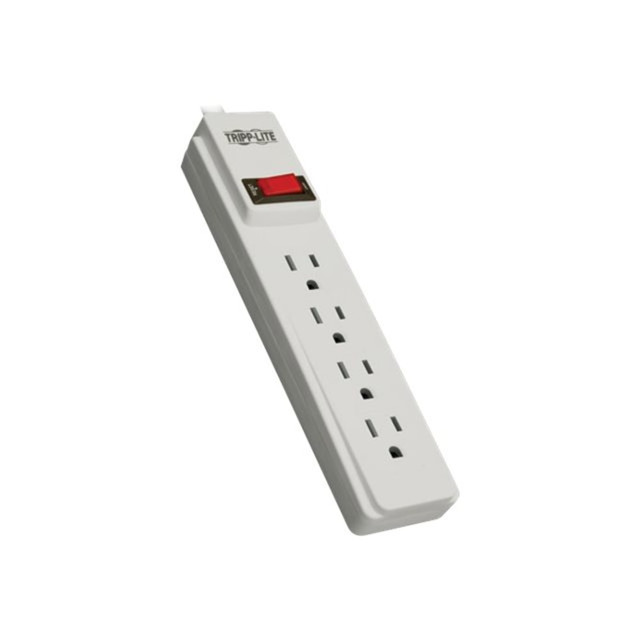 TRIPP LITE PS410  Power Strip 120V 5-15R 4 Outlet 10ft Cord 5-15P - Power strip - 15 A - AC 120 V - input: NEMA 5-15 - output connectors: 4 - 10 ft cord - light gray