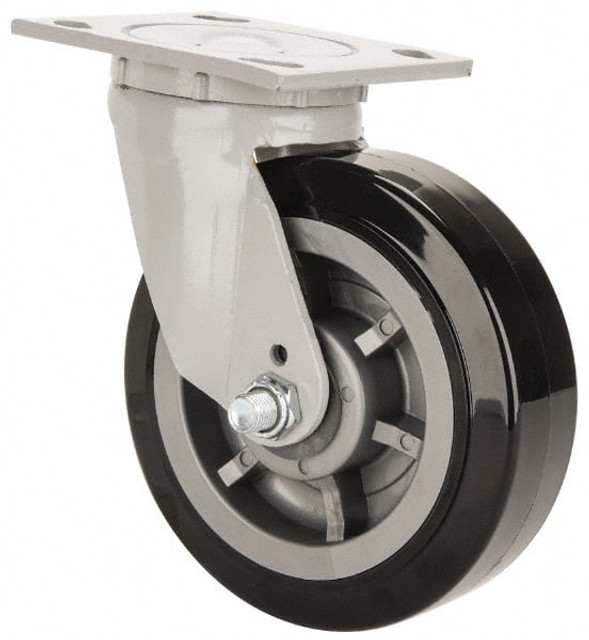 Fairbanks N22-6-PRB Swivel Top Plate Caster: Polyurethane, 6" Wheel Dia, 2" Wheel Width, 750 lb Capacity, 7-1/4" OAH