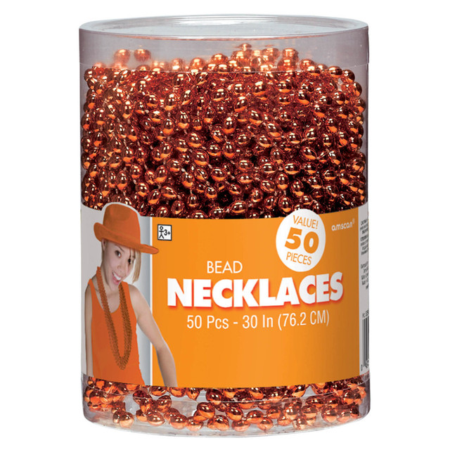 AMSCAN CO INC 395801.05 Amscan Bead Necklaces, 30in, Orange, Pack Of 50 Necklaces