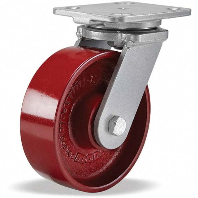 Hamilton S-WH-6M Swivel Top Plate Caster: Cast Iron, 6" Wheel Dia, 2" Wheel Width, 1,400 lb Capacity, 7-1/2" OAH