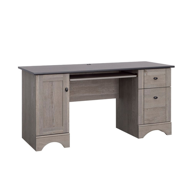 SAUDER WOODWORKING CO. 433953 Sauder Select 60inW Double-Pedestal Computer Desk, Mystic Oak/Raven Oak