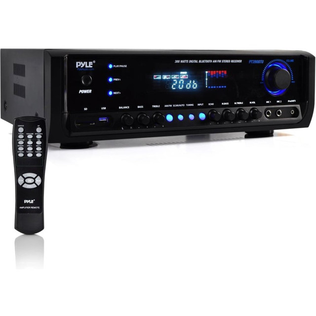 SOUND AROUND INC. PyleHome PT390BTU  PT390BTU AM/FM Receiver - 4 Channel - Black - 20 Hz to 20 kHz - AM, FM - Bluetooth - USB