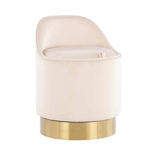 LUMISOURCE, LLC B18-MARLA AUVCR LumiSource Marla Vanity Stool, Gold/Cream