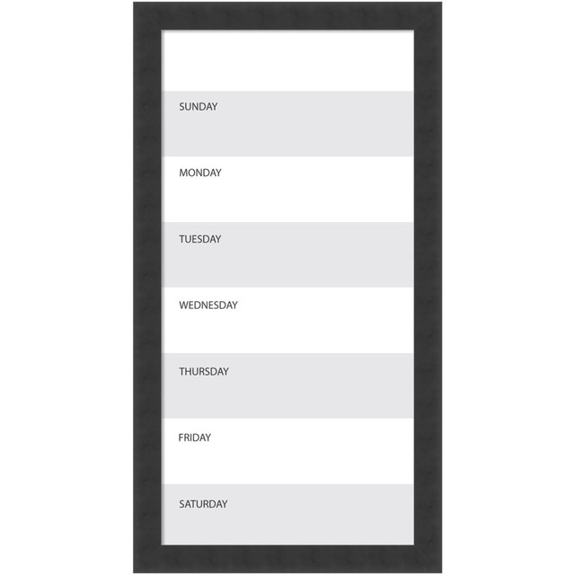 UNIEK INC. A42702973017 Amanti Art Weekly Calendar Dry-Erase Board, Glass, 26in x 14in, White/Gray, Mezzanotte Black Wood Frame