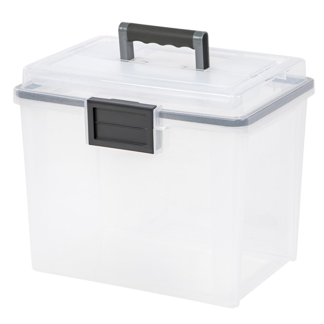 IRIS USA, INC. 110350 Iris Weathertight Mobile Storage File Box, 11 1/2in x 13 3/4in x 10 7/16in, Clear IRIS USA, INC. 110350 Iris Weathertight Mobile Storage File Box, 11 1/2in x 13 3/4in x 10 7/16in, Clear
