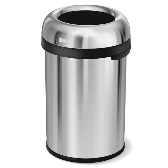 SIMPLEHUMAN LLC CW1471 simplehuman Bullet Round Metal Open Trash Can, 30 Gallons, 32-5/16in x 18-15/16in, Brushed Stainless Steel