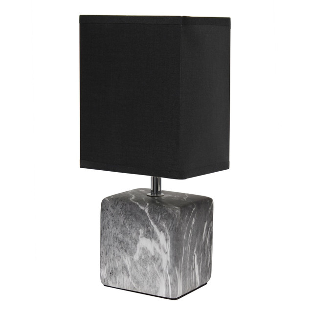 ALL THE RAGES INC LT2071-BOB Simple Designs Petite Marbled Ceramic Table Lamp, 11-13/16inH, Black Base/Black Shade