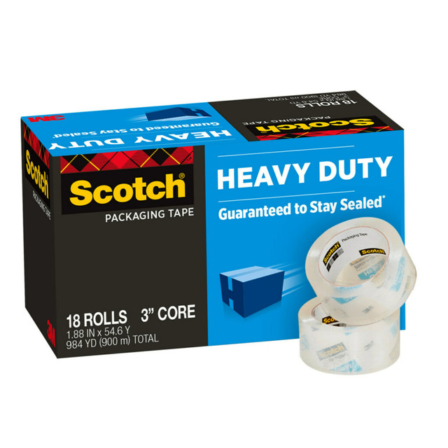 3M CO 3850-18CP Scotch Heavy Duty Shipping Packing Tape, 18 Tape Rolls, 1 7/8 in x 54.6 yd, 1in Core, Designed for Packing, Shipping and Mailing, Guaranteed to Stay Sealed, Clear 3M CO 3850-18CP Scotch Heavy Duty Shipping Packing Tape, 18 Tape Rolls, 1 7/8 in x 54.6 yd, 1in Core, Designed for Packing, Shipping and Mailing, Guaranteed to Stay Sealed, Clear