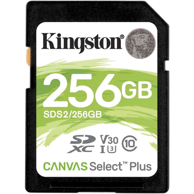 KINGSTON TECHNOLOGY CORPORATION SDS2/256GB Kingston Canvas Select Plus SDS2 256 GB Class 10/UHS-I (U3) SDXC - 1 Pack - 100 MB/s Read - 85 MB/s Write - Lifetime Warranty