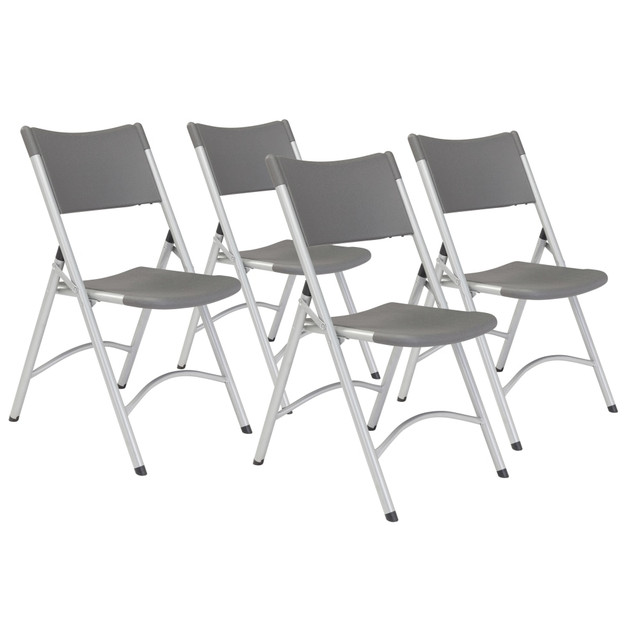NATIONAL PUBLIC SEATING CORP National Public Seating 620  Series 600 Folding Chairs, Slate Gray/Silver, Pack Of 4 Chairs