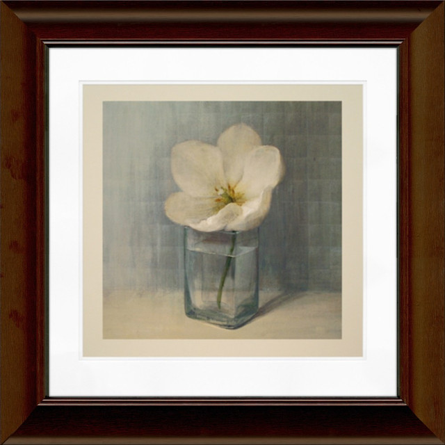 LCO DESTINY LLC Timeless Frames 55331  Katrina Framed Floral Artwork, 12in x 12in, Brown, Single White Tulip