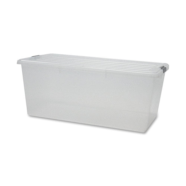 IRIS USA, INC. 100201 Iris Storage Boxes With Lift-Off Lids, 33 1/2in x 17 3/16in x 13in, Clear, Case Of 4