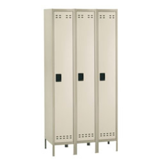 SAFCO PRODUCTS CO 5525TN Safco Storage Lockers, Single-Tier, Bank Of 3, Tan SAFCO PRODUCTS CO 5525TN Safco Storage Lockers, Single-Tier, Bank Of 3, Tan