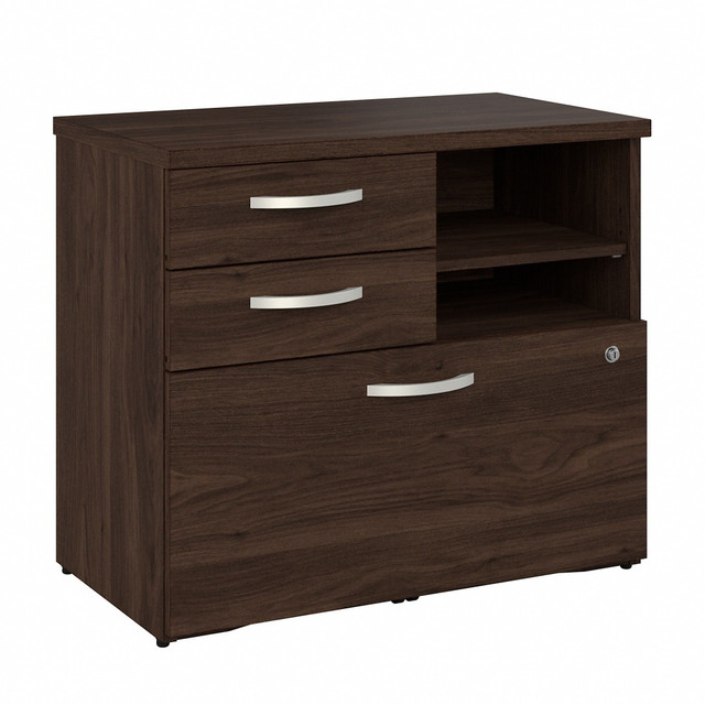BUSH INDUSTRIES INC. Bush Business Furniture HYF130BWSU-Z  Hybrid 29-5/7inW x 17inD Lateral File Cabinet With Drawers and Shelves, Black Walnut, Standard Delivery