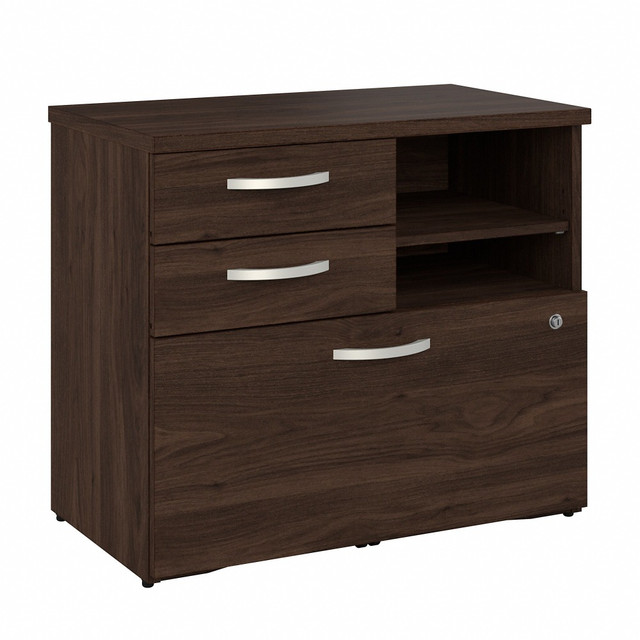 BUSH INDUSTRIES INC. HYF130BWSU-Z Bush Business Furniture Hybrid 29-5/7inW x 17inD Lateral File Cabinet With Drawers and Shelves, Black Walnut, Standard Delivery