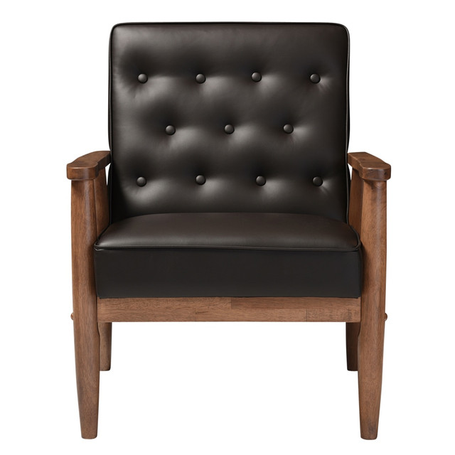 WHOLESALE INTERIORS, INC. 2721-6765 Baxton Studio Noel Lounge Chair, Brown/Dark Walnut