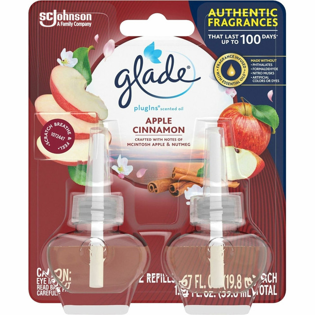 S.C. JOHNSON & SON, INC. 375748 Glade PlugIns Scented Oil Refill, 1.3 Oz, Apple/Cinnamon, Packs Of 2