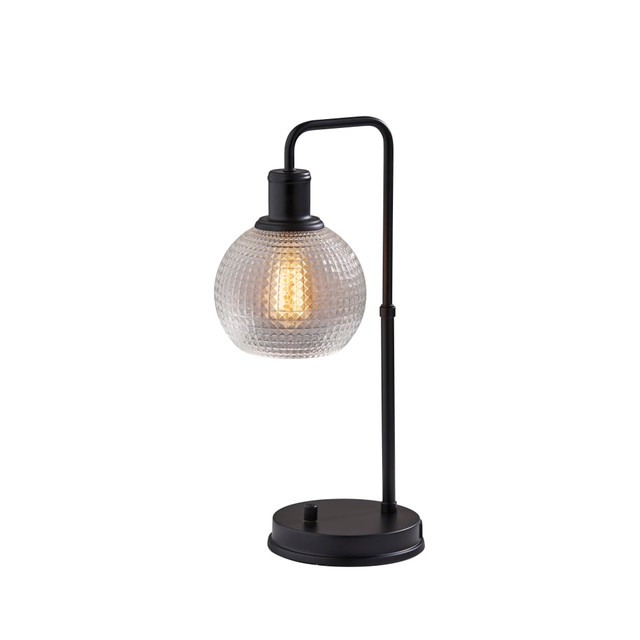 ADESSO INC SL3711-01 Adesso Simplee Barnett Globe Table Lamp with USB Port, 20-1/2inH, Clear Shade/Matte Black Base